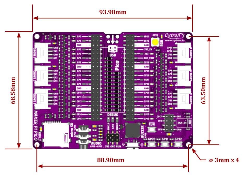 Maker Pi Pico (Con header para montar la Pi Pico) - Cytron