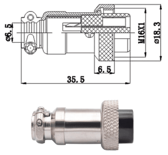 Conector de aviacion GX16-6  6P