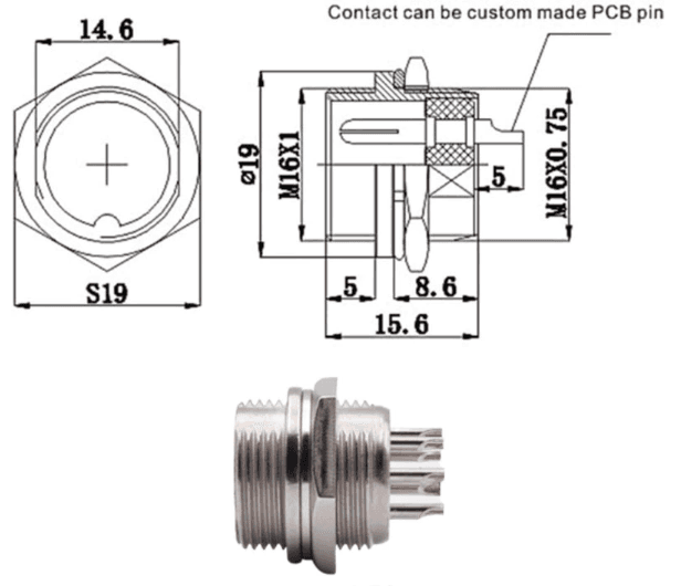 Conector de aviacion GX16-8  8P
