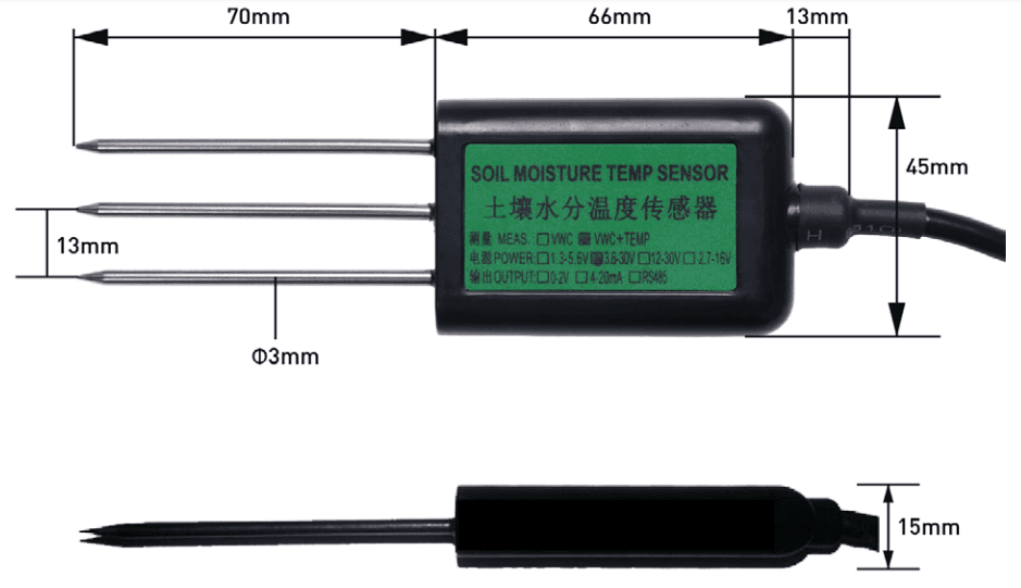 Sensor de humedad y temperatura de suelo RS485 (Soil Moisture Sensor)