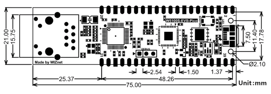 Raspberry Pi Pico con puerto Ethernet W5100S-EVB-PICO