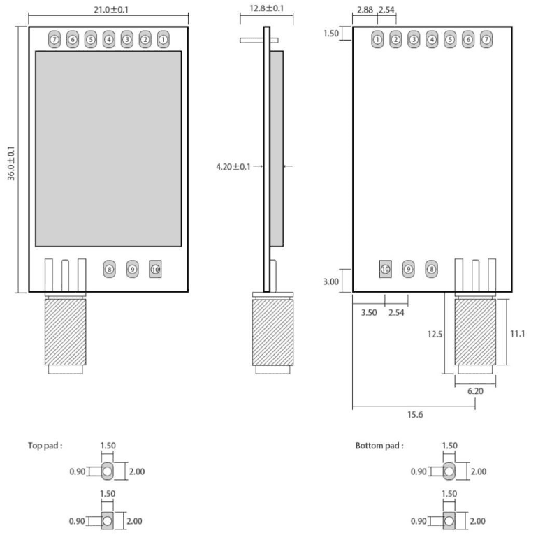 Módulo LoRa E32-900T20D 100mW transceptor UART
