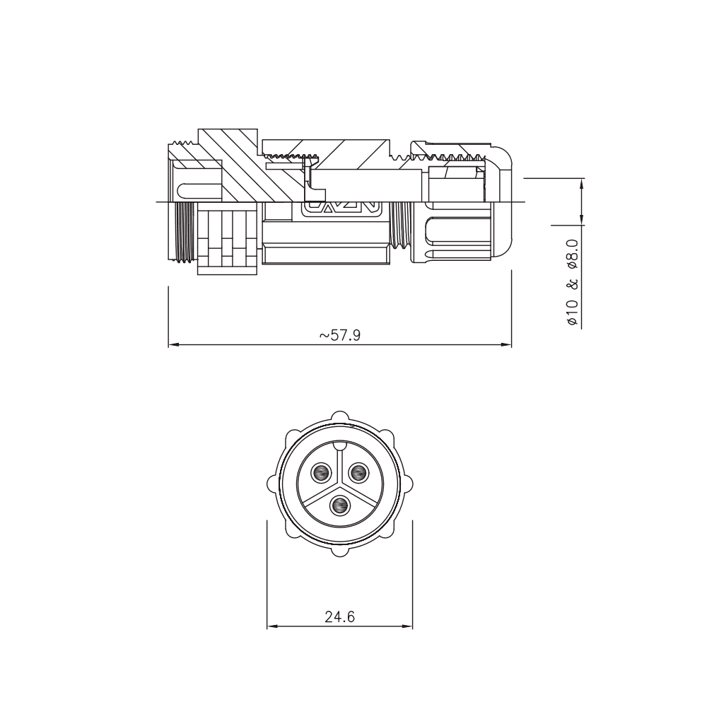 Conector IP67 ZE13 5P 10 Amperes Volante Volante