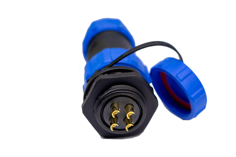 Conector de alta corriente IP67 4P panel pasante 30A