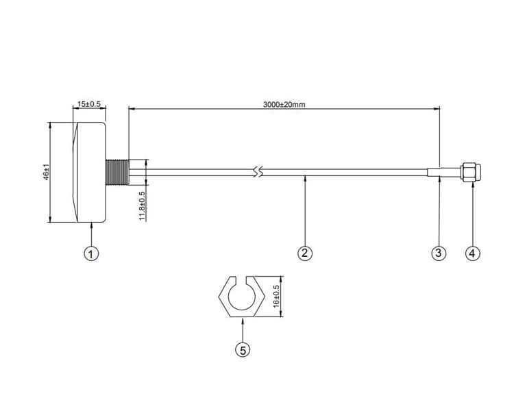 Antena panel pasante exterior domo SMA 915Mhz Lora LoRaWan - 1Metro