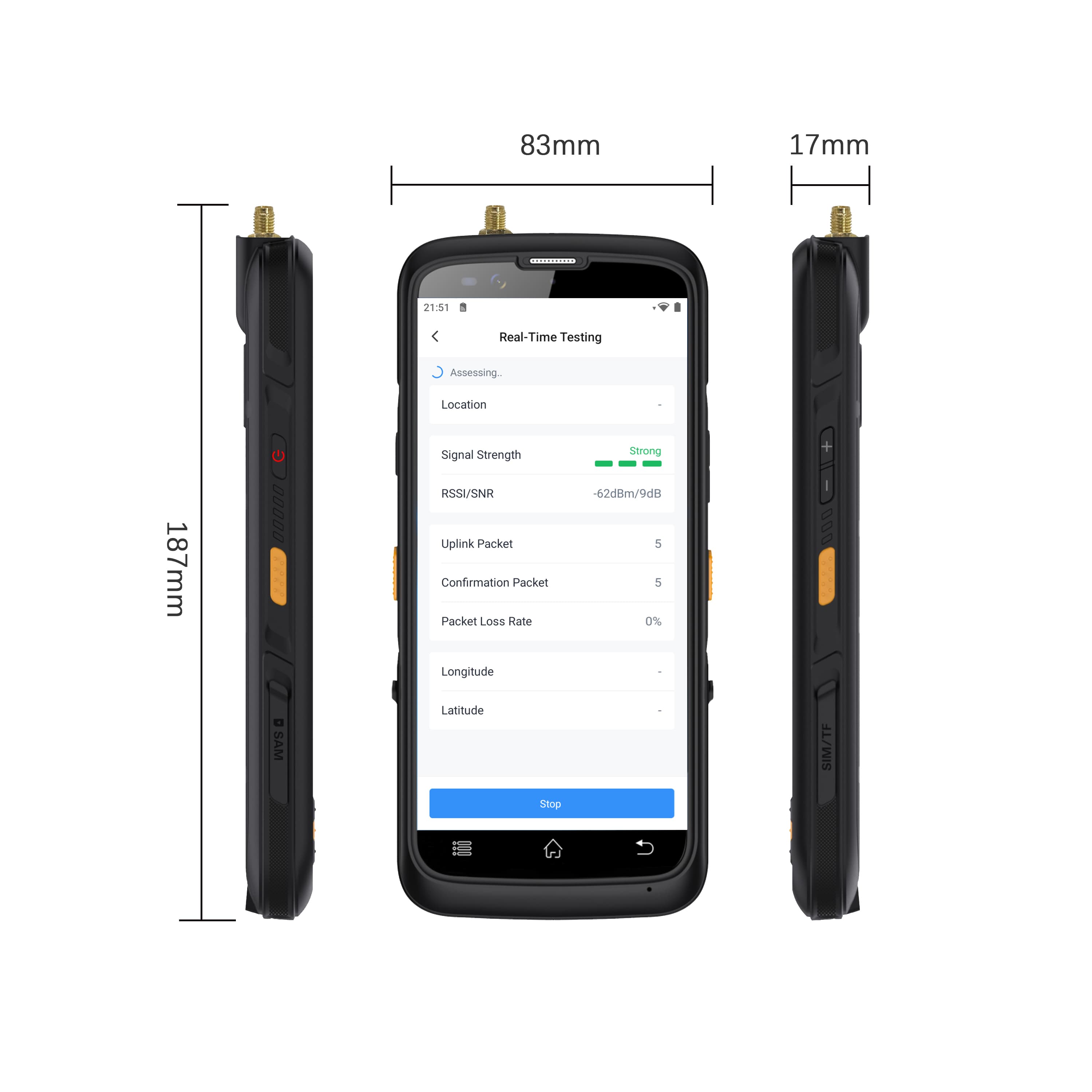 Tester de Red LoRaWAN FT101 – Milesight, Field Tester portátil con pantalla táctil